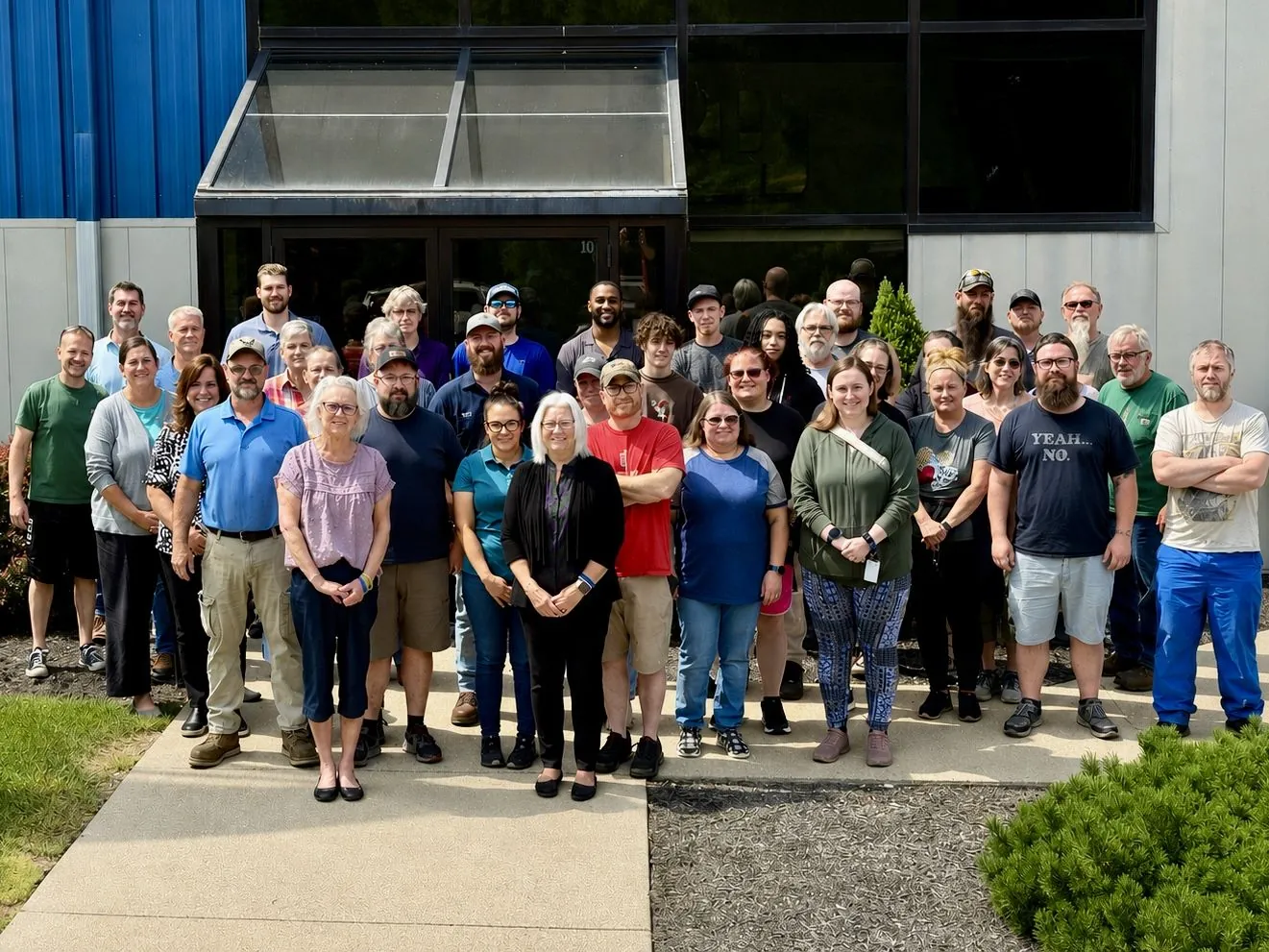 The PRD team gathered outside the Springville plant